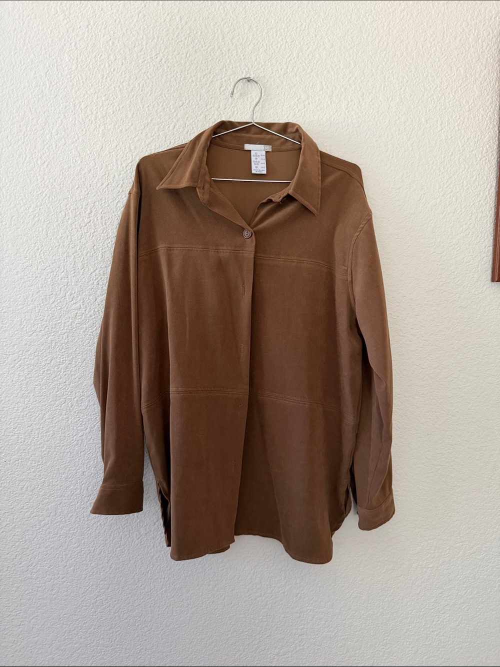 Brown Button-Front Shirt Jacket